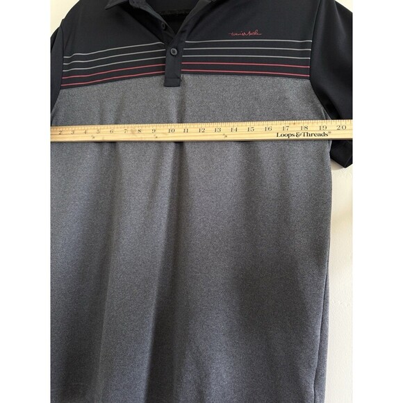 Travis Mathew Men Polo Shirt Gray Cainsville Redline Striped Golf READ size L - Picture 6 of 10